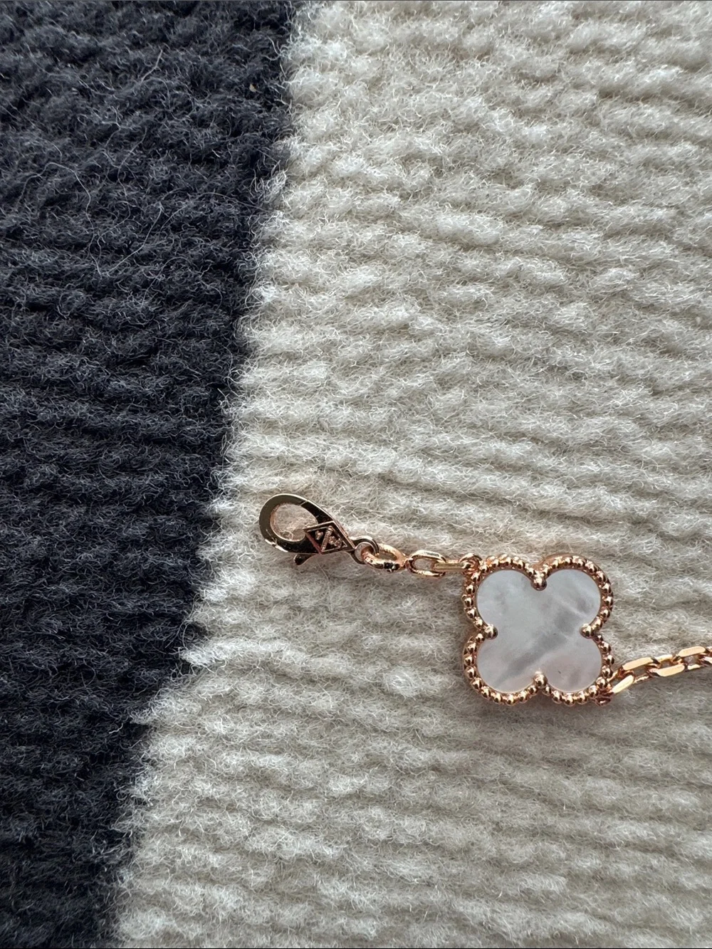 Alhambra Five Clover Rose Gold Floral Mother-of-Pearl Bracelet 7.5 inch bracelet